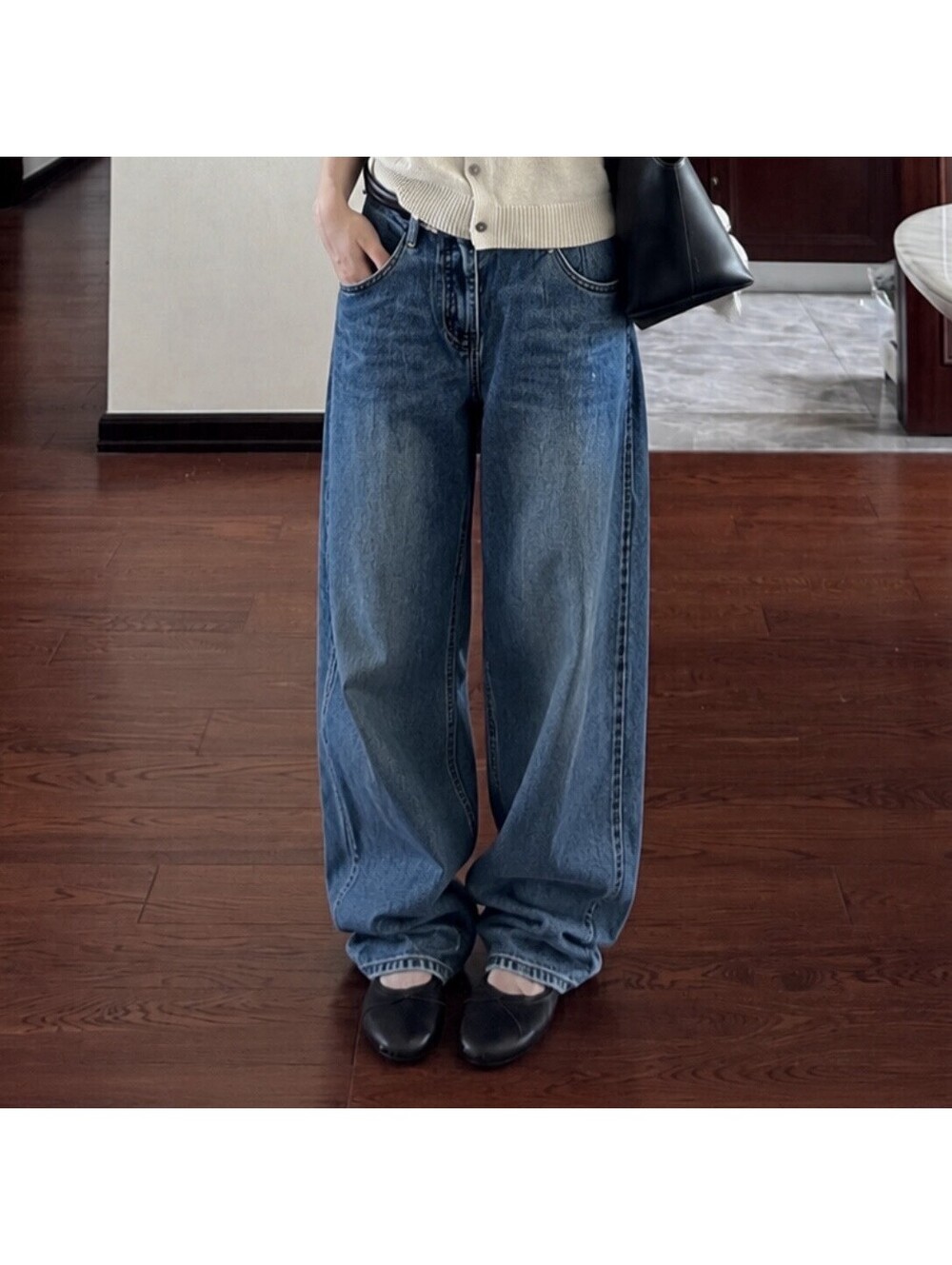 DK Tap Wide Leg Baggy Jeans Blue DenimWomensSmall Y2K Streetwear Loose Fit
